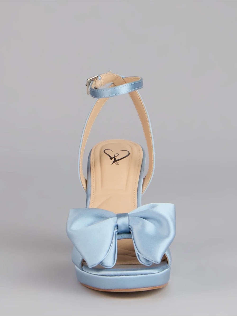 Windsor Light Blue Satin Bow Block Heel Sandals - Picture 3 of 4